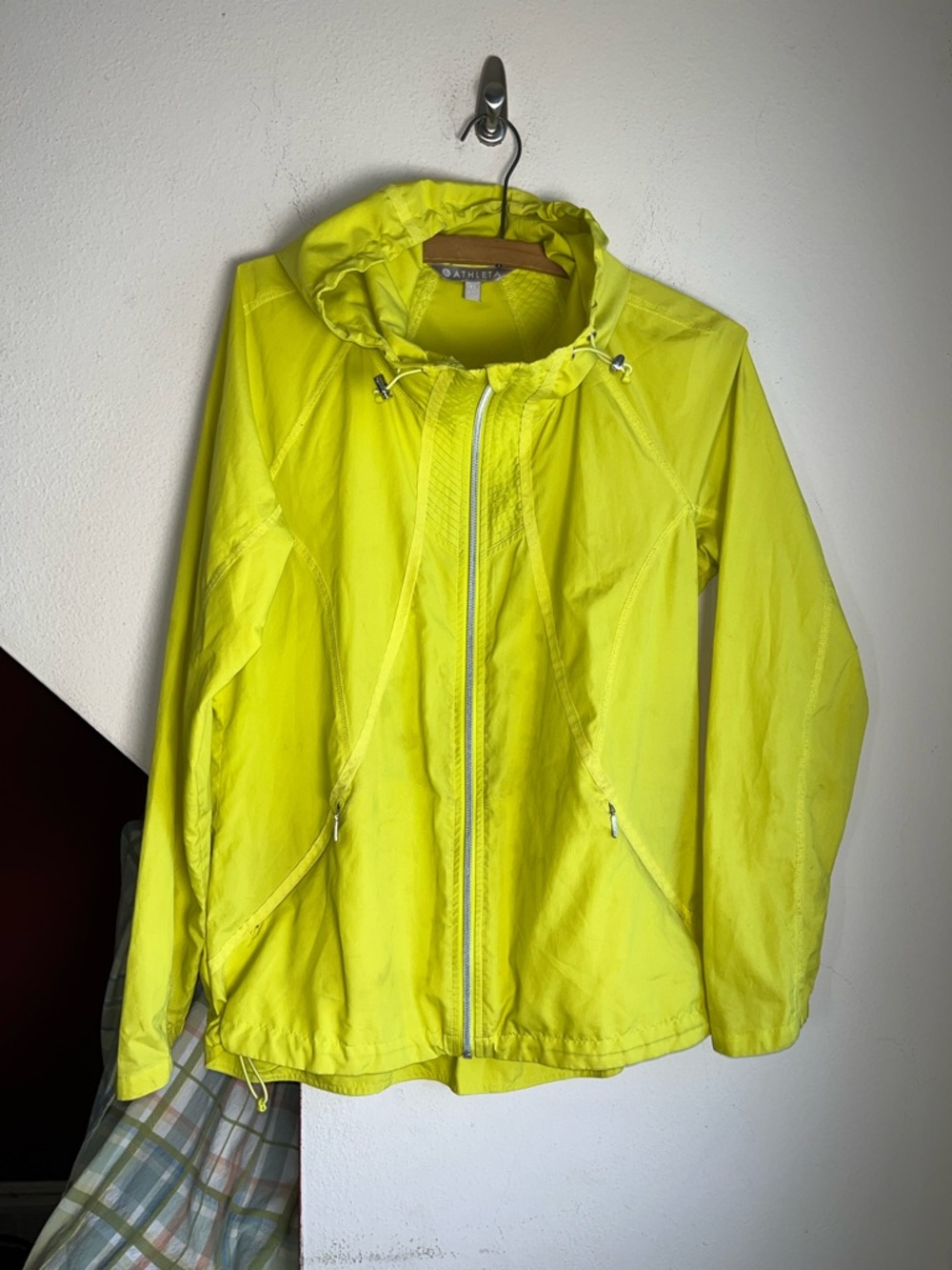 Athleta‎ Bright Yellow Green Hooded Zip Windbreaker XS